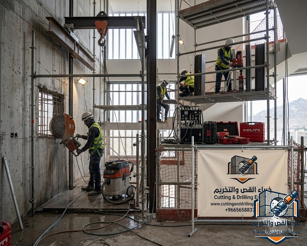 أسعار قص وتخريم الخرسانة بالطائف مع توضيح تكلفة قص الخرسانة وفتح الكور وقص الجدران والأسقف وفق نوع المشروع وطبيعة التنفيذ